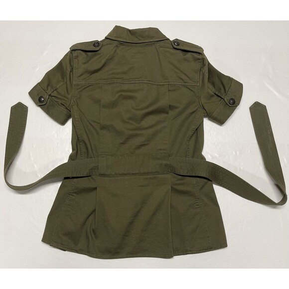 Lauren Jeans Co Ralph Hers Sz Small Green Belted Jacket Military Style Button - Picture 2 of 5